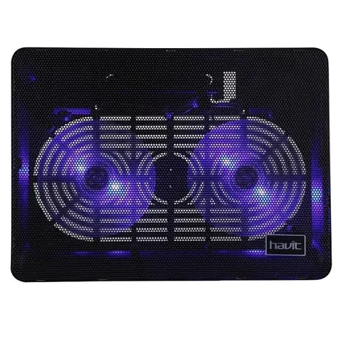 Suport cooler laptop F2035 Havit GAMENOTE compatibil pana la 15.6 inch, iluminat LED, 2 ventilatoare, Negru