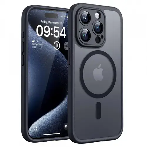 Husa MagSafe pentru Apple iPhone 14 Pro Max, Techsuit, PureFrost, Neagra