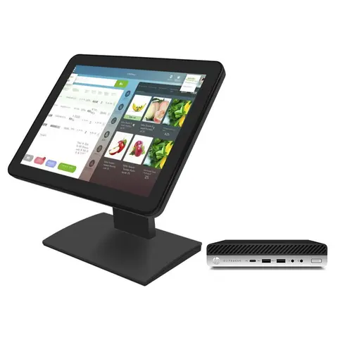 Sistem POS HP 800 G3 Mini PC, Intel Core i7-6700T 2.80 - 3.60GHz, 8GB DDR4, 128GB SSD, Windows 10 Pro + Monitor Touchscreen OptimX Pro MY156, 15.6 Inch Widescreen
