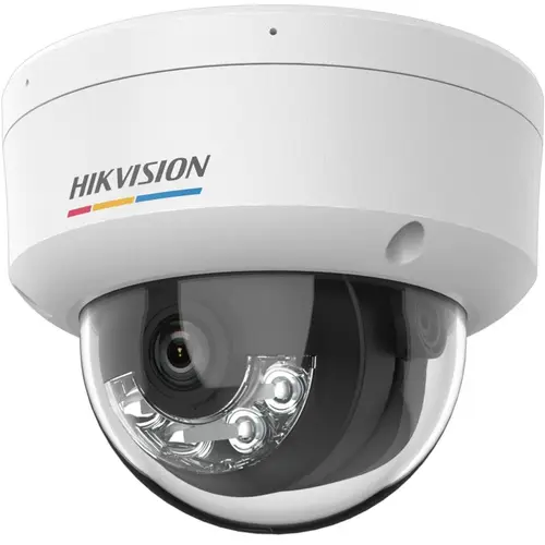 Camera supraveghere IP dome cu iluminare duala Hikvision ColorVu DS-2CD1147G2H-LIU, 4 MP, 4 mm, microfon, IR + lumina alba 30 m, PoE
