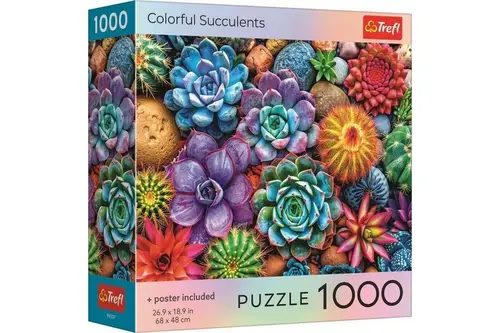 Puzzle Trefl  Suculente colorate, poster inclus, 1000 de piese