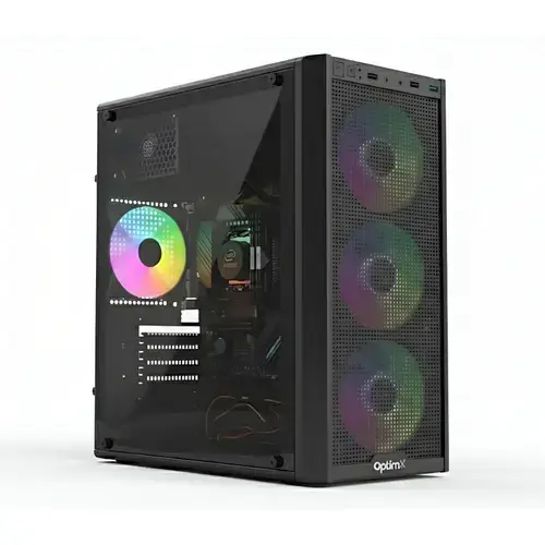 Calculator Sistem Desktop PC OptimX Prime PulseX V1, Intel® Core™ i5-9500 up to 4.4GHz, 16GB DDR4, 512GB SSD, Placa video Radeon RX 580 8GB GDDR5