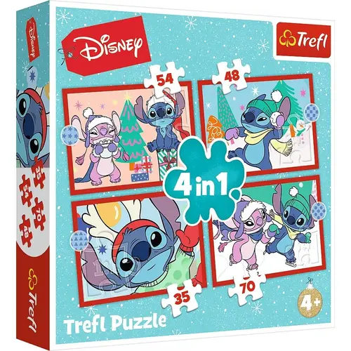 Puzzle Trefl 4in1 Disney Lilo si Stitch de Craciun