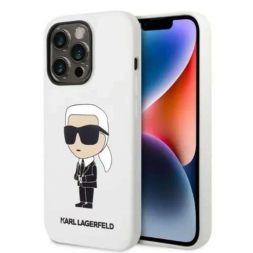 Husa pentru Apple iPhone 14 Pro, Karl Lagerfeld, Liquid Silicone Ikonik NFT, Alba