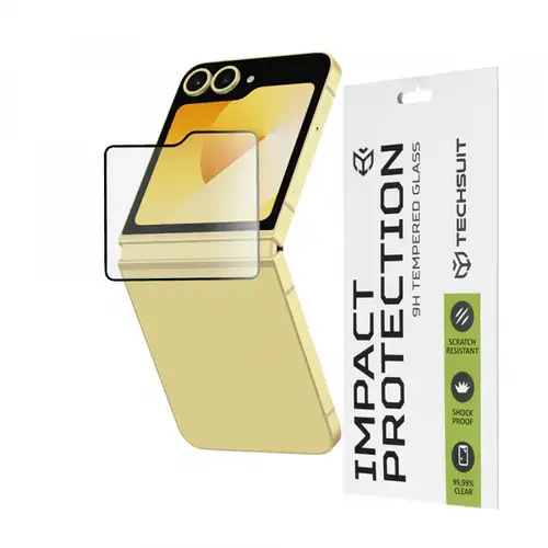 Folie de protectie Ecran Exterior Techsuit pentru Samsung Galaxy Z Flip6 F741, Sticla Securizata, Full Glue, 111D, Neagra