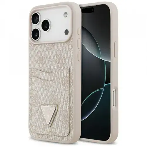 Husa Guess 4G Double Card Triangle pentru Apple iPhone 17 Pro Max, Roz