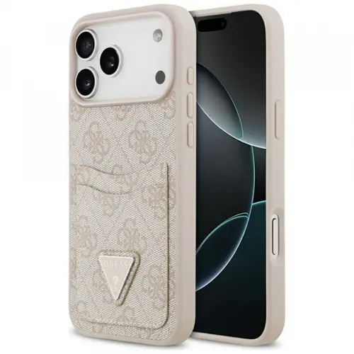 Husa Guess 4G Double Card Triangle pentru Apple iPhone 17 Pro Max, Roz