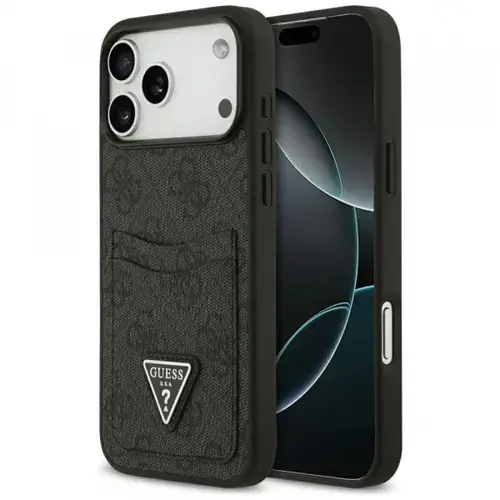 Husa Guess 4G Double Card Triangle pentru Apple iPhone 17 Pro Max, Neagra
