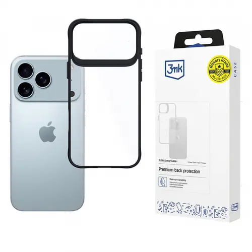 Husa 3MK Satin Armor Case+ pentru Apple iPhone 17 Pro Max, Neagra