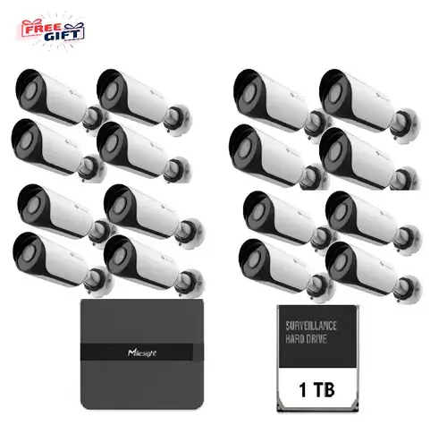 Kit Supraveghere video Milesight Technology NVR NVR MS-N5016-PE + 16 camere MS-C2964-UPD, Bullet, IP, 2MP, lentila 2.8mm, IR 30m, PoE