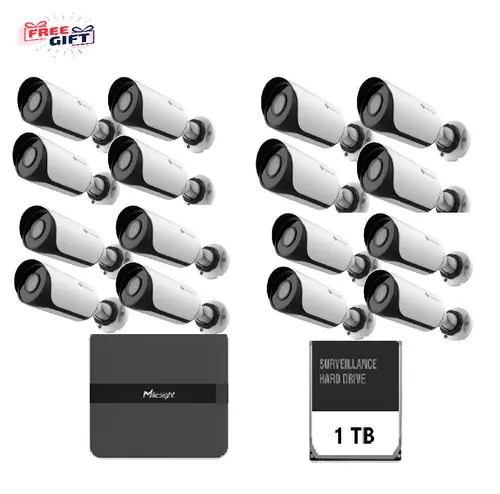 Kit Supraveghere video Milesight Technology NVR NVR MS-N5016-PE + 16 camere MS-C2964-UPD, Bullet, IP, 2MP, lentila 2.8mm, IR 30m, PoE