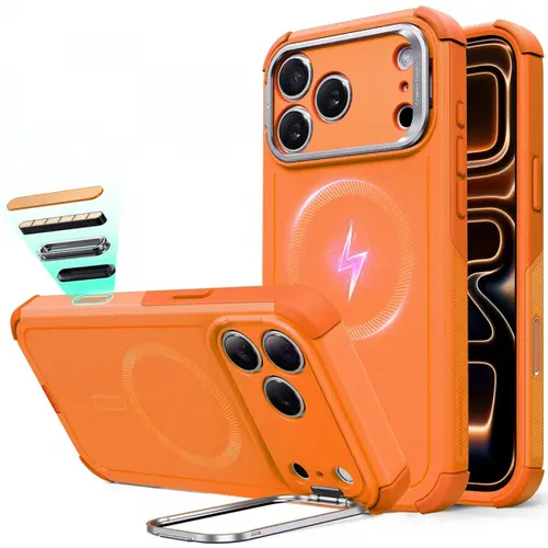 Husa MagSafe pentru Apple iPhone 17 Pro, ESR, Cyber Armor Kickstand, Portocalie