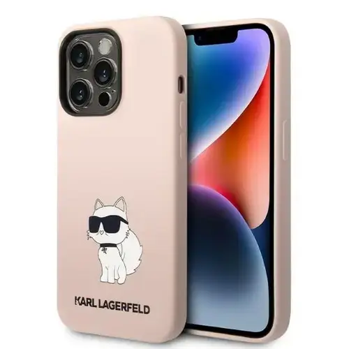 Husa pentru Apple iPhone 14 Pro, Karl Lagerfeld, Silicone Choupette, Roz