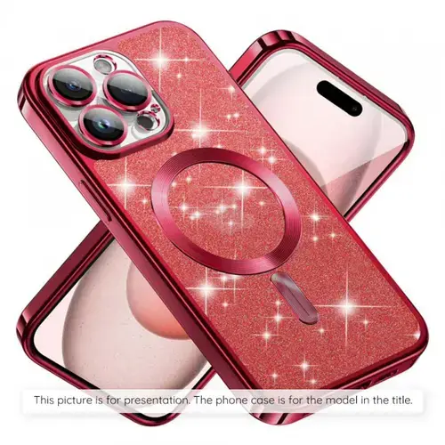 Husa MagSafe pentru Apple iPhone 17, Techsuit, Luxury Glitter, Rosie