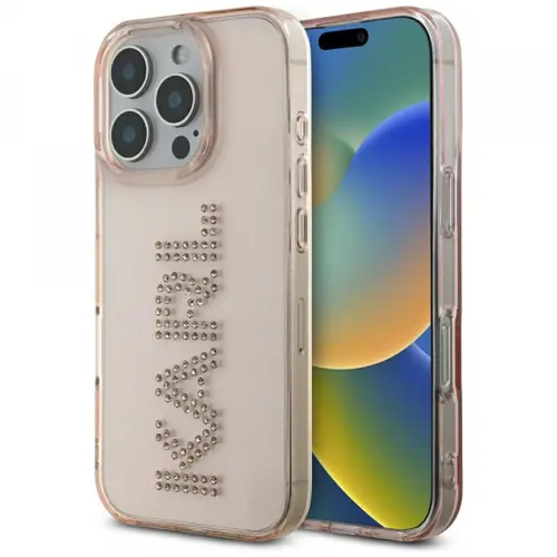 Husa pentru Apple iPhone 16 Pro Max, Karl Lagerfeld, IML Rhinestones Pink Logo, Roz