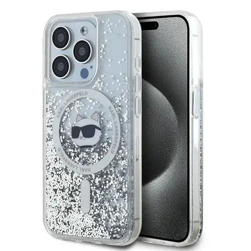 Husa MagSafe pentru Apple iPhone 14 Pro, Karl Lagerfeld, Liquid Glitter Choupette's Head