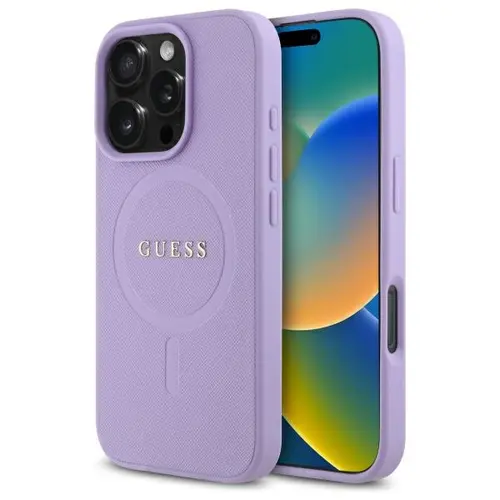 Husa MagSafe pentru Apple iPhone 16 Pro Max, Guess, Saffiano, Mov