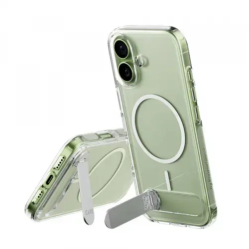 Husa MagSafe pentru Apple iPhone 17, PanzerGlass, Care Feature Kickstand, Transparenta