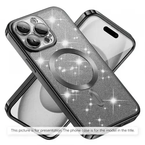 Husa MagSafe pentru Apple iPhone Air, Techsuit, Luxury Glitter, Neagra