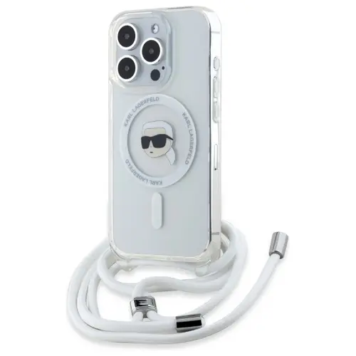 Husa MagSafe pentru Apple iPhone 16 Pro Max, Karl Lagerfeld, IML Crossbody Karl's Head, Transparenta