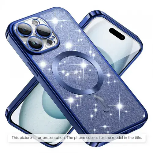Husa MagSafe pentru Apple iPhone Air, Techsuit, Luxury Glitter, Albastra Inchis