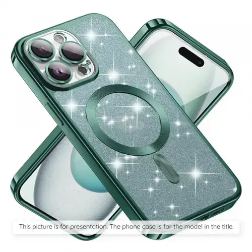 Husa MagSafe pentru Apple iPhone Air, Techsuit, Luxury Glitter, Verde Deschis