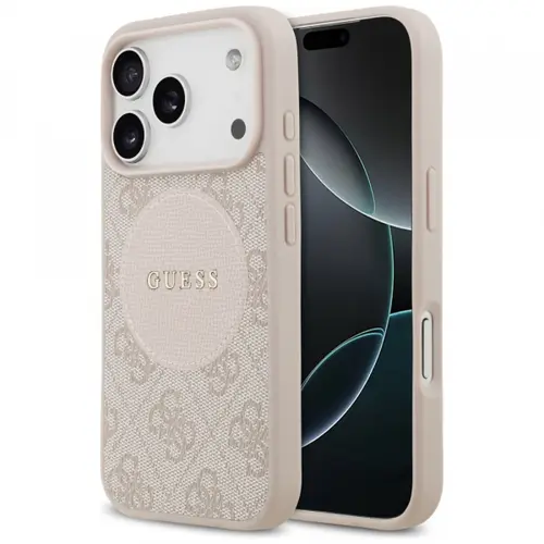 Husa MagSafe pentru Apple iPhone 17 Pro, Guess, 4G Circle Classic Logo, Roz