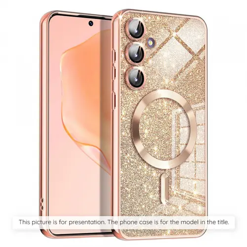Husa MagSafe pentru Apple iPhone Air, Techsuit, Luxury Glitter, Roz Aurie