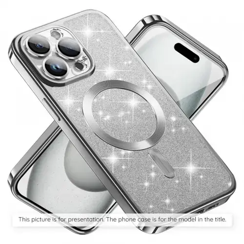 Husa MagSafe pentru Apple iPhone Air, Techsuit, Luxury Glitter, Argintie