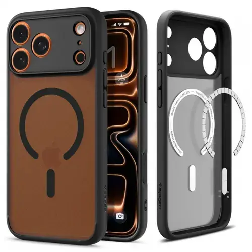 Husa MagSafe pentru Apple iPhone 17 Pro, Spigen, Ultra Hybrid, Neagra Satinata