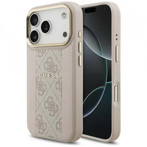 Husa MagSafe pentru Apple iPhone 17 Pro, Guess, 4G Stripe, Roz