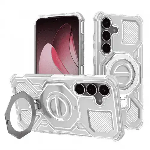 Husa pentru Samsung Galaxy S25 S931, Techsuit, Carbon Shield Pro, Alba