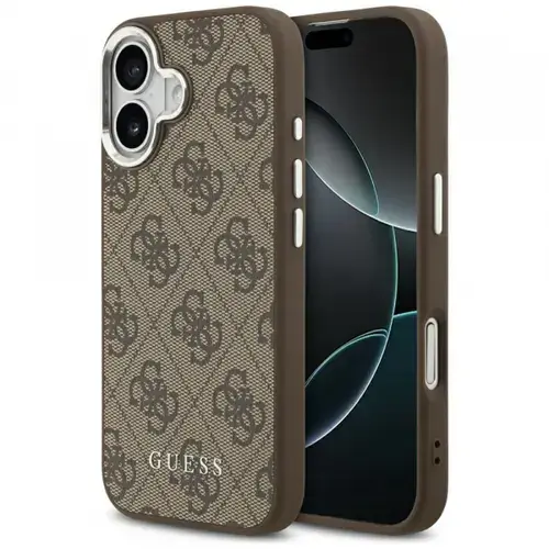 Husa MagSafe pentru Apple iPhone 17, Guess, 4G Classic Logo, Maro