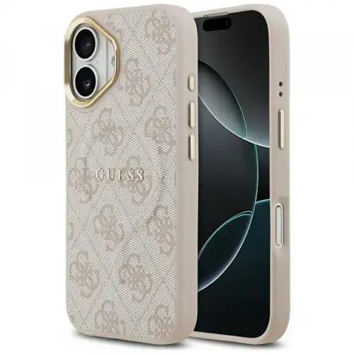 Husa MagSafe pentru Apple iPhone 17, Guess, 4G Classic, Roz