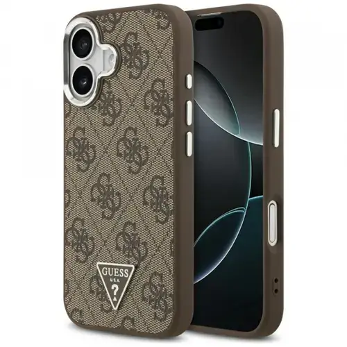 Husa MagSafe pentru Apple iPhone 17, Guess, 4G Triangle Logo, Maro Argintie