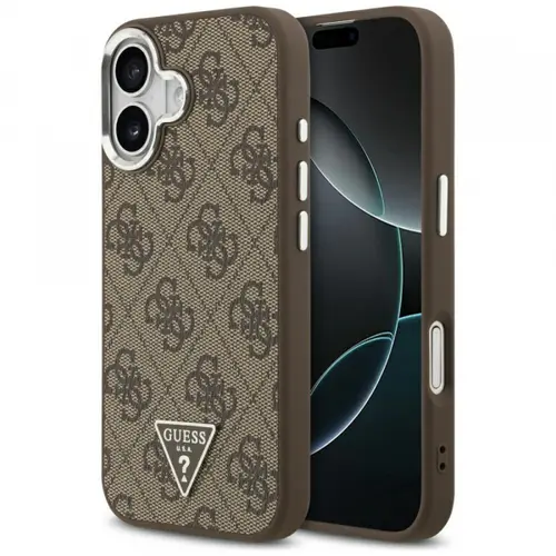 Husa MagSafe pentru Apple iPhone 17, Guess, 4G Triangle Logo, Maro Argintie