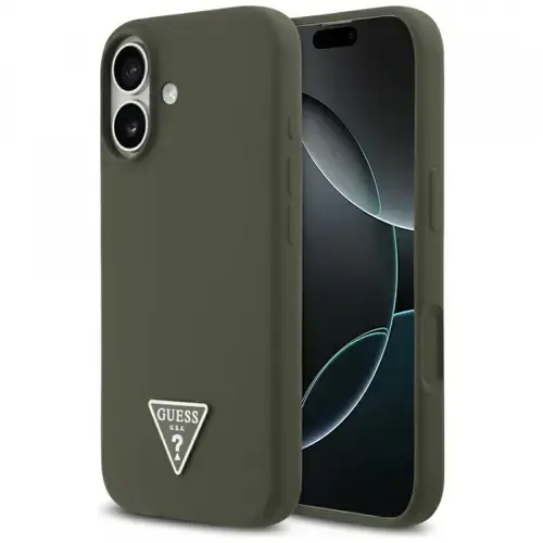 Husa MagSafe pentru Apple iPhone 17, Guess, Triangle Logo, Kaki