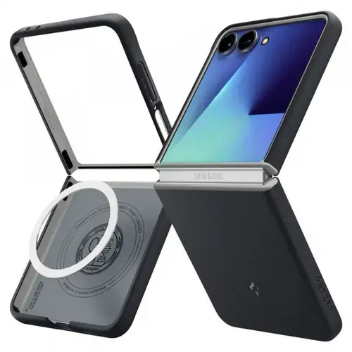 Husa MagSafe pentru Samsung Galaxy Z Flip7 F766, Spigen, Caseology Nano Pop, Neagra