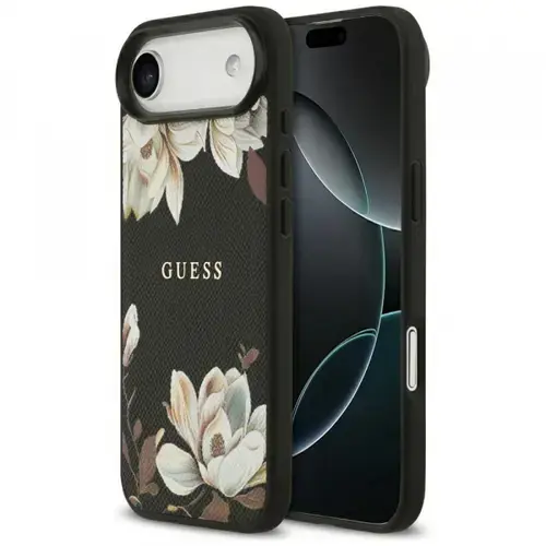 Husa MagSafe pentru Apple iPhone Air, Guess, Grained Flowers, Neagra