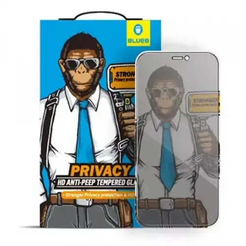 Folie de protectie Ecran Privacy Blueo Anti-Peep pentru Apple iPhone 12 Pro Max, Sticla Securizata, Full Glue
