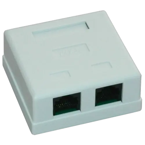 Priza UTP dubla aplicata cat.6, EMTEX EMT-UTP6-2P-PT