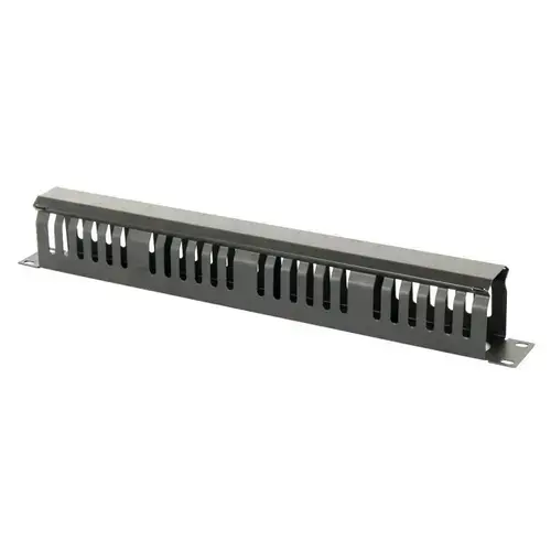 Ghidaj orizontal patchcord-uri EMTEX, metalic, cu capac, organizator cabluri rack, 1U