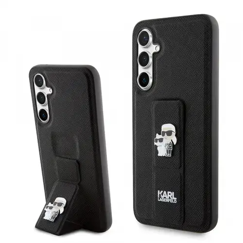 Husa MagSafe pentru Samsung Galaxy S23 FE S711, Karl Lagerfeld, Saffiano Gripstand Karl & Choupette, Neagra