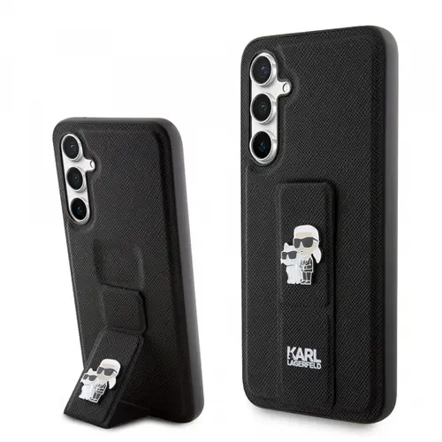 Husa MagSafe pentru Samsung Galaxy S23 FE S711, Karl Lagerfeld, Saffiano Gripstand Karl & Choupette, Neagra