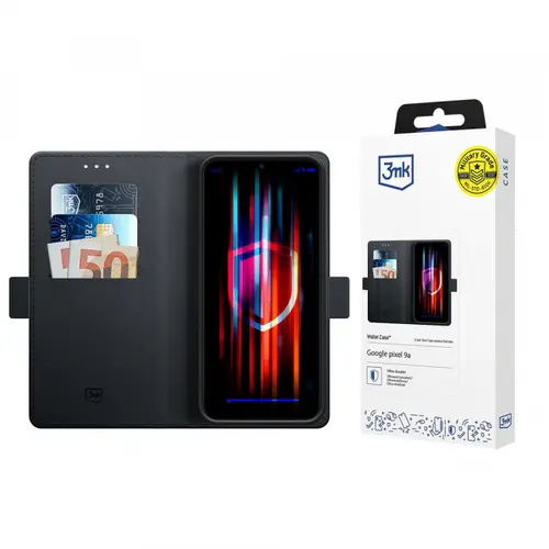 Husa pentru Google Pixel 9a, 3MK, Wallet, Neagra