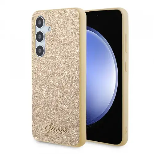 Husa pentru Samsung Galaxy S24+ S926, Guess, Glitter Script, Aurie