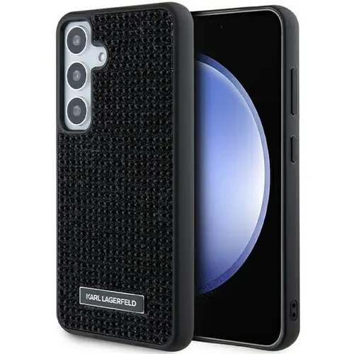 Husa pentru Samsung Galaxy S24+ S926, Karl Lagerfeld, Rhinestone Metal Plate, Neagra