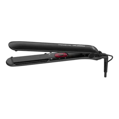 Placa de indreptat parul EasyLiss Karl Lagerfeld SF161LF0, Ceramic Tourmaline, 200 °C, placi inteligente, functie Straight & Curl, incalzire rapida, cablu 1.8m, negru&rosu