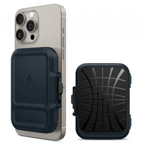 Portofel Magsafe, Spigen, Lock Fit, Negru