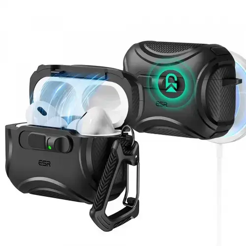 Husa ESR Cyber FlickLock pentru Apple AirPods Pro 3, Neagra